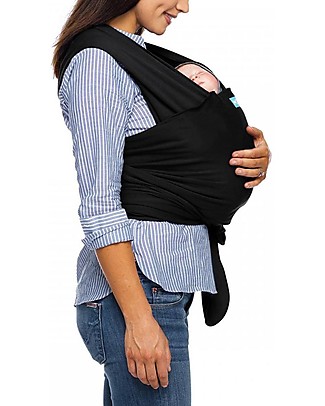Moby Wrap Fascia Portabebè Evolution - Morbidissima e Facile da indossare - Nero Fasce Portabebé